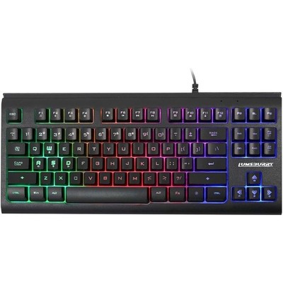 Wired USB Gaming Keyboard 87 Keys Compact Rainbow LED Backlit Mechanical Feel