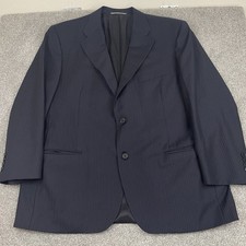 Canali Blazer Suit Mens EU 58 / US 48 Striped Blue Wool Designer Italy Coat