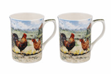 Set of 2 Cockerel Hen Mugs Fine China Leonardo Collection Gift Boxed
