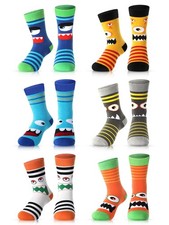 6 Pairs Boys Monster Pattern Socks Kids Toddler Funny Crazy Cotton Crew Socks...