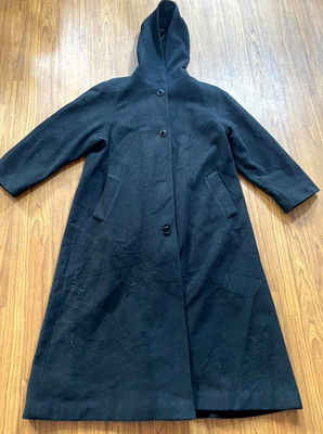 Kristen Blake Overcoat Womens 8 Black Lined Single Breasted Hooded Warm Wear