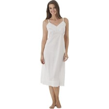NWT White Velrose Lace Trim Nylon Full Slip Size 50