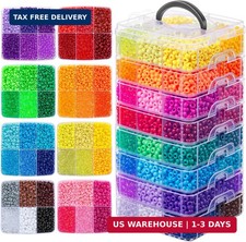 10000PCS Pony Beads Bulk, 48 Colors for Kandi Bracelet Making 6x9mm Rainbow Ha