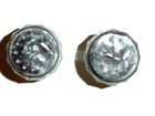 SALT PEPPER ANTIQUE shakers or for spices GLASS SILVER TOP 1 1/2" tall GOOD cond — photo 3