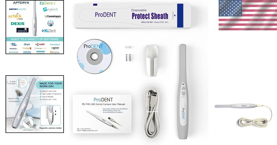 Cámara intraoral dental 720p CMOS enfoque automático USB 2.0 para software de imágenes dentales Foto 2 de 4