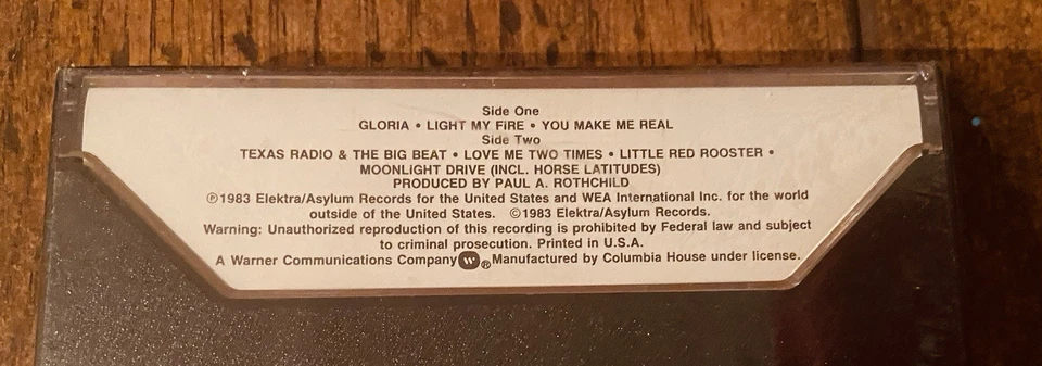 VTG The Doors’ Alive She Cried (SEALED CASSETTE, 1983) Columbia House Edition - Image 4 of 4