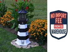 Amish Made Garden Lighthouse - Bodie Island 2 Foot Standard Electric Lighting.