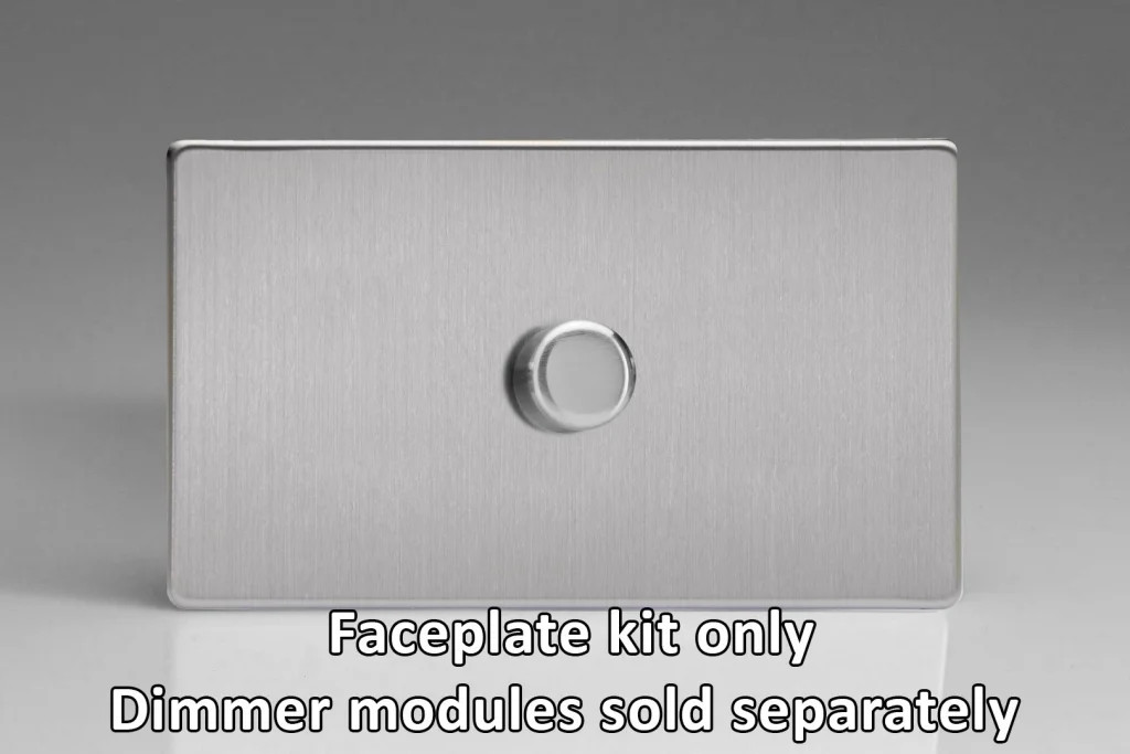 Dimmer Silver Matrix Faceplate Kit Screwless Brushed Steel 1-Gang Varilight