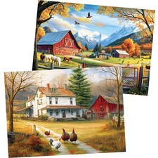 2 Pack 300 Pieces Puzzle for Adults,Autumn Puzzle Farm Jigsaw Puzzles 300 Pie...