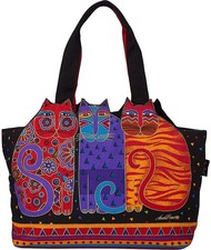 Laurel Burch Feline Friends Large Cutout Shoulder Tote Feline Friends 