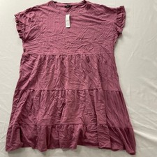 J.Crew Tiered Mini Dress Ruffle Sleeve Cotton Mauve Pink AX974 XL NWT