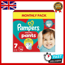 Pampers Baby Dry Nappy Pants Size 7 126 Nappies 15kg Monthly Pack 360° Fit To 0.18 per nappy