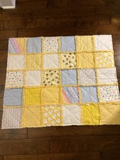 New Handmade Rag Quilt, Baby Or Toddler, Approx 38X45" Multicolored Soft Flannel