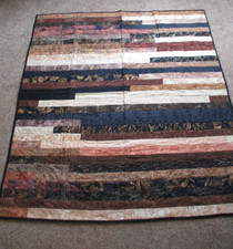 53.5" x 59" Hand Made Completed Batik Quilt - Earth Tones - Browns/Black