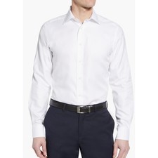 David Donahue Luxury Non-Iron Trim Fit Solid Dress Shirt White 16.5