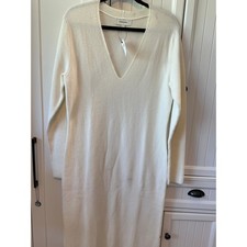 Banana Republic V-Neck Knee-Length Sweater Dress Ivory Sz Large NWT