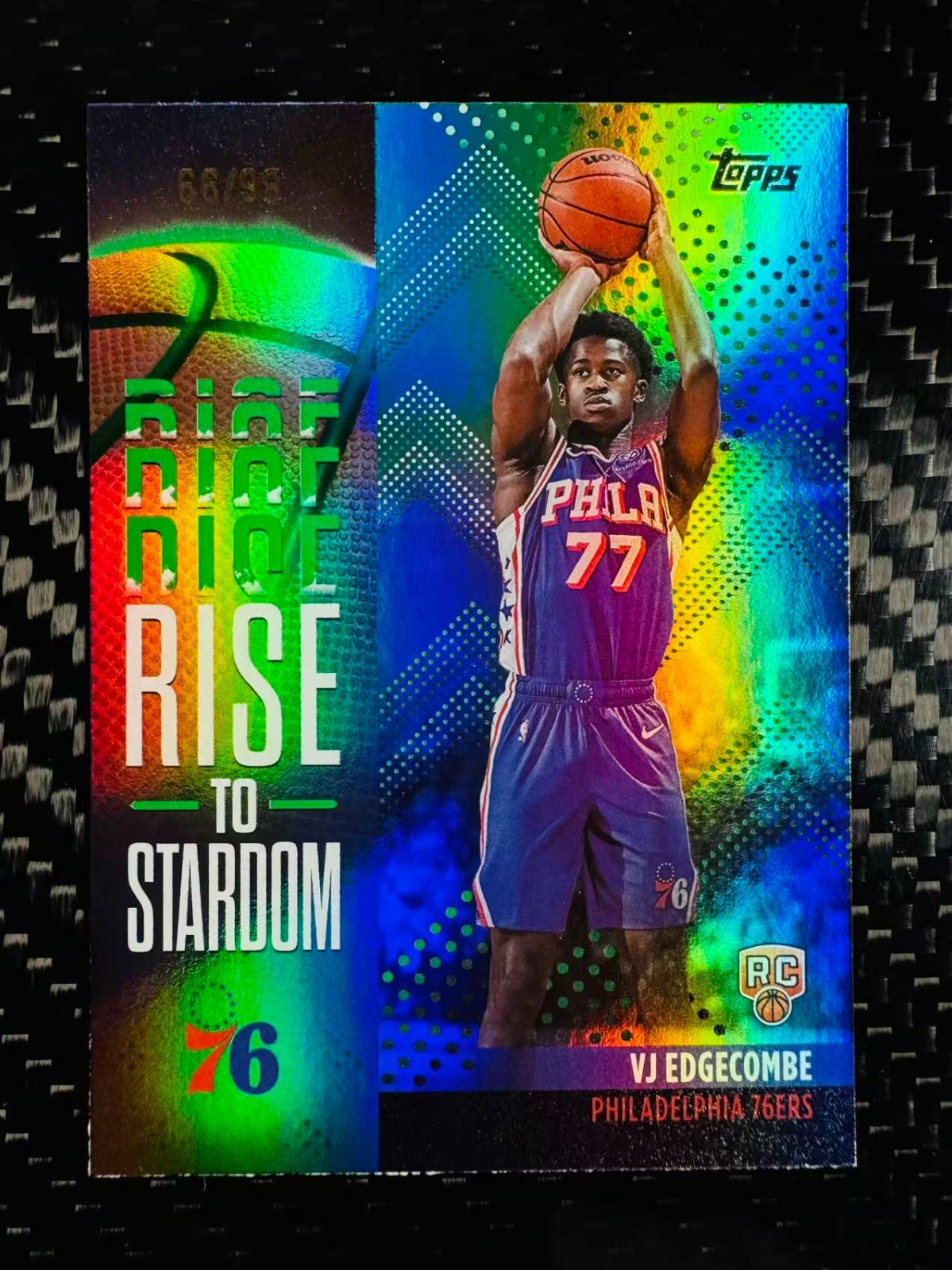 VJ Edgecombe 2025-26 Topps Flagship Rise to Stardom Green Rainbow /99 RC 76ers