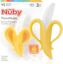 Nuby NanaNubs Banana Silicone Infant Toothbrush - Gum Massager - Soft Bristles -