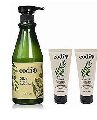 Codi Olive Hand & Body Lotion Big and 2 Small Set, 750ml/25oz +2, 3.3oz/100ml