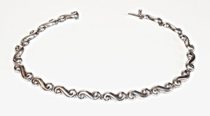 Taxco Signed T P 22 MEXICO 925 Sterling Hinged S-Shaped Links Necklace ~ 2.5 oz