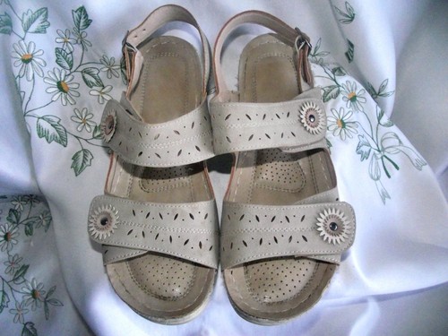 * Ladies Beige Size 6 Comfort Cushion Insoles Summer Sandals * - Picture 13 of 14