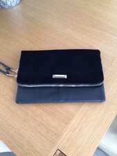 Ladies Black RIVER ISLAND Faux Leather Mix Fold Over Clutch Going Out Bag BNWOT.