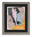 Original Mixed Media Art Collage OOAK Woman Nude Pink Boa Vintage Paisley