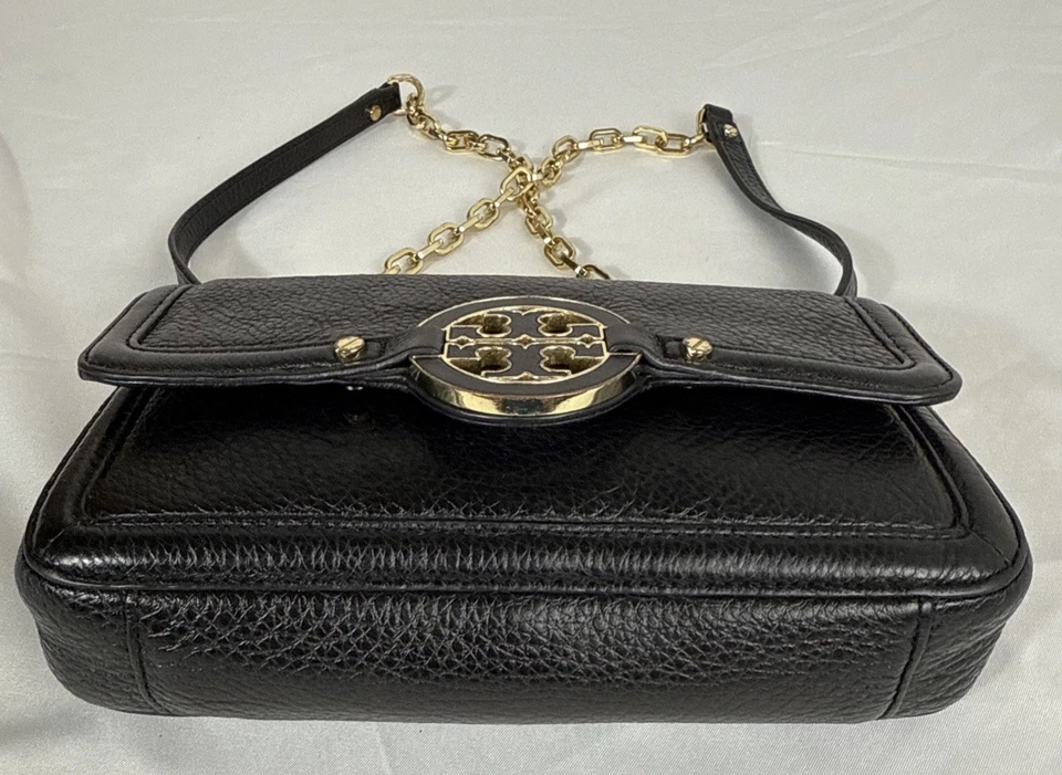 😎😎😎TORY BURCH Classic Black PEBBLED LTR AMANDA Mini Xbody PHONE WALLET Bag - Image 4 of 4