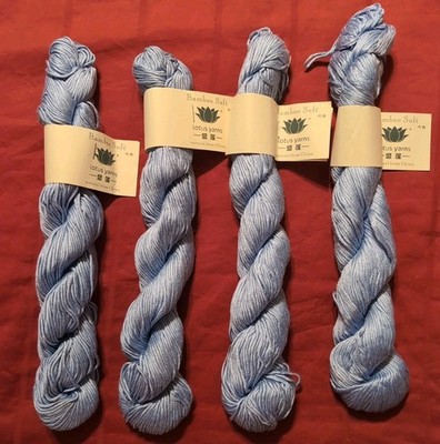 Lot Of 5 Bamboo Soft Lotus Yarns Skeins Fingering Wt 100m/50g Lt Blue Lot 4227