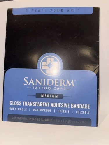 SANIDERM Tattoo Aftercare Adhesive Bandage Sz Medium 6"x8" x3 3pks 9 Total New video thumbnail