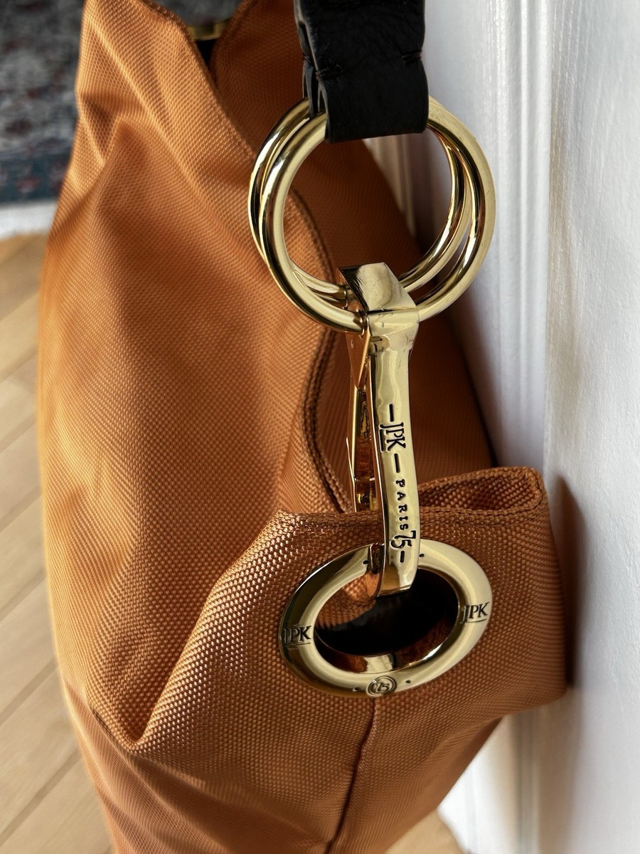 JPK Paris 75 Orange Shoulder Bag-Gold Hardware-Dark Brown Leather