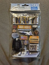Paper House 3D Stickers - 'Navy' - 13 Pieces - NIP Honor Courage Commitment Hero
