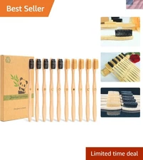 10-Piece Biodegradable Bamboo Toothbrush Set - Eco-Friendly with Medium Bristles