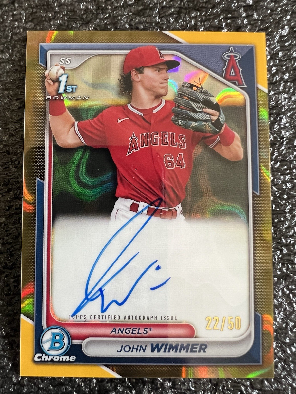 2024 Bowman Chrome #CPA-JW John Wimmer Prospect Auto Gold Lava Refractor RC #/50