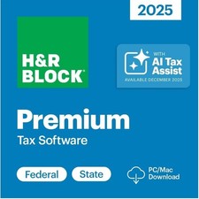 NEW 2025 H R Block Tax Software Premium for Win/PC Key Card 