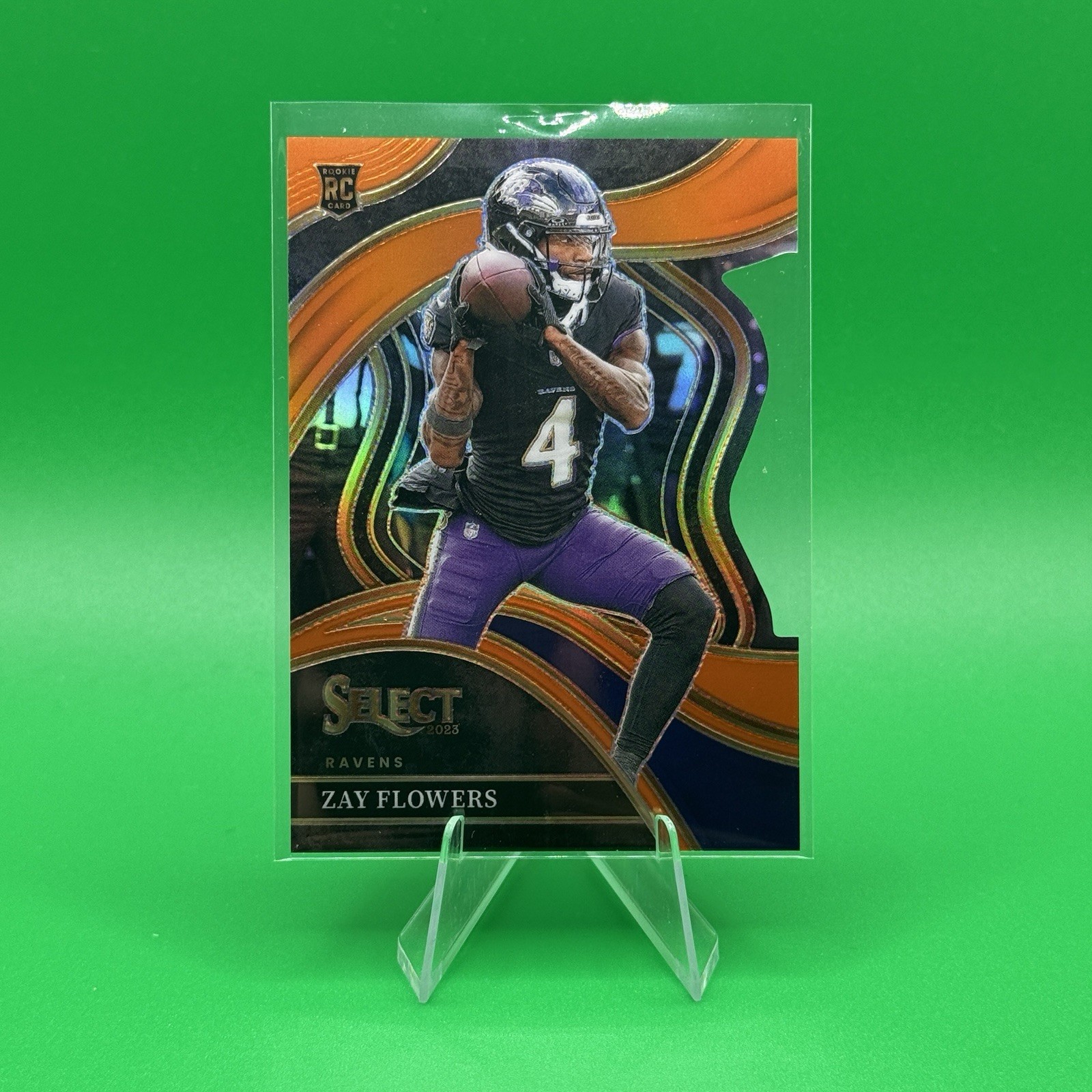 2023 Panini Select - Club Level Zay Flowers #201 Orange Prizm Die-Cut /399 (RC)