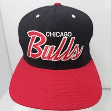Chicago Bulls Hat Snapback Black Mitchell Ness Scrpit Hardwood Classic 100% Wool