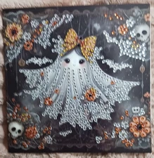 Finished Halloween Ghost Diamond Art Greeting Card with Envelope #2