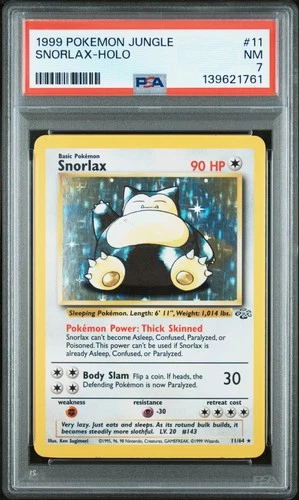 1999 POKEMON JUNGLE #11 SNORLAX-HOLO PSA 7