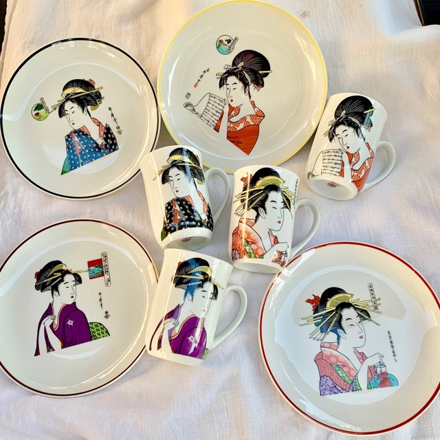 Geisha Lady dessert plates and cups set of 4 eBay