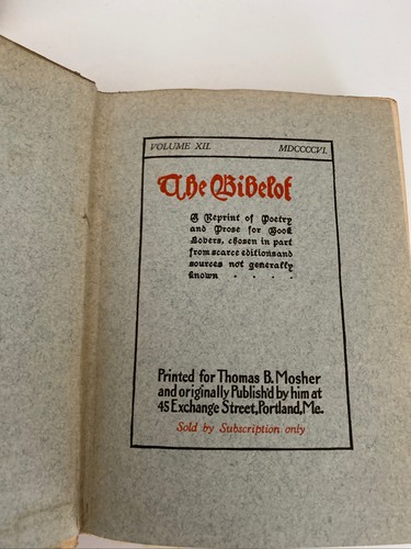 The Bibelot Thomas Mosher 21 Volumes Complete Limited Edition 1895 Set 1st Editi - Picture 5 of 10