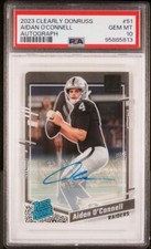 2023 Clearly Donruss Aidan O'Connell Rated Rookie Auto #51 PSA 10 Pop 11 RC