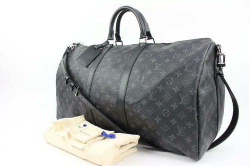 Louis Vuitton Black Monogram Eclipse Keepall Bandouliere 55 Duffle Bag Strap - Picture 2 of 12