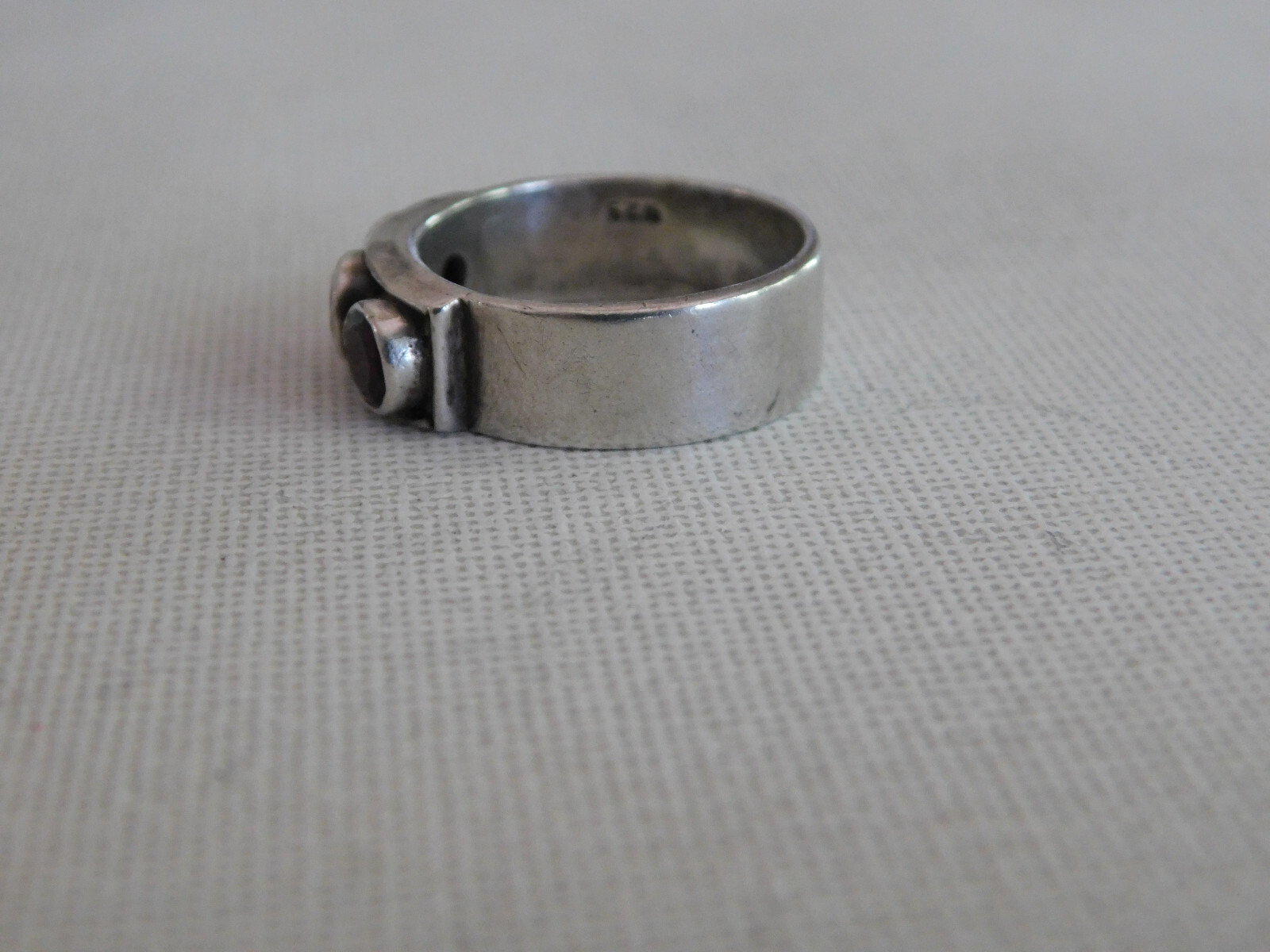 Sterling Silver Red Garnet Statement  Ring Sz 9 - image 2