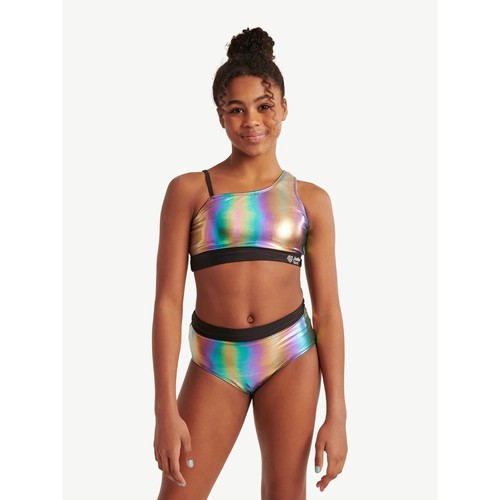 Costume da bagno bikini Justice bambina TAGLIA L 12-14 sportivo lucido colore NERO NUOVO - Foto 2 di 21