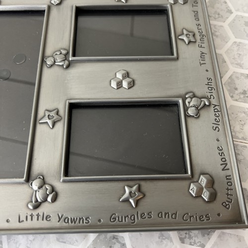 Baby Picture Frame Collage Pewter 3 Frame Openings Vintage Bears Blocks Sweet - Picture 7 of 12