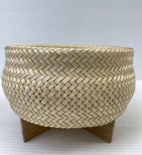 Vintage Thai Handicraft Cooker Bamboo Basket & Lid Steamer Sticky Rice Dim Sum - Picture 67 of 84