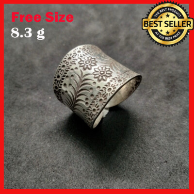 FINE SILVER RINGS 925 STERLING リング BAGUE ADJUSTABLE SIZE FLOWER