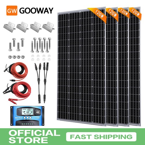 Kit Pannello Solare 100W 120W 200W 400W 12V Volt con Staffe Camper Rimorchio Camper - Foto 14 di 14