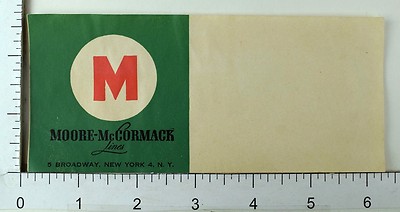 1940's-50's Moore-McCormack Lines Steamship Luggage Label Poster Stamp E10